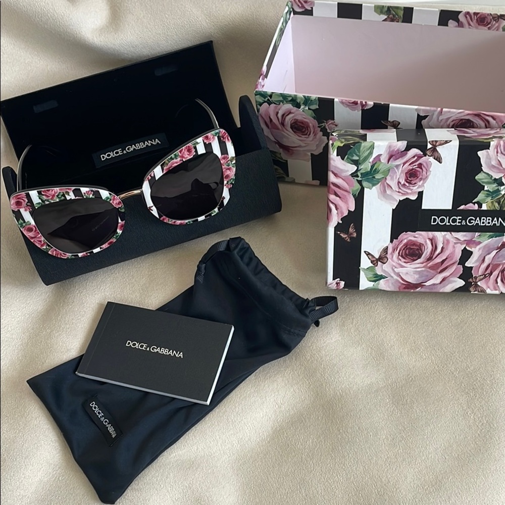 -Dolce & Gabbana Floral Sunglasses - Black and Pink. Never used